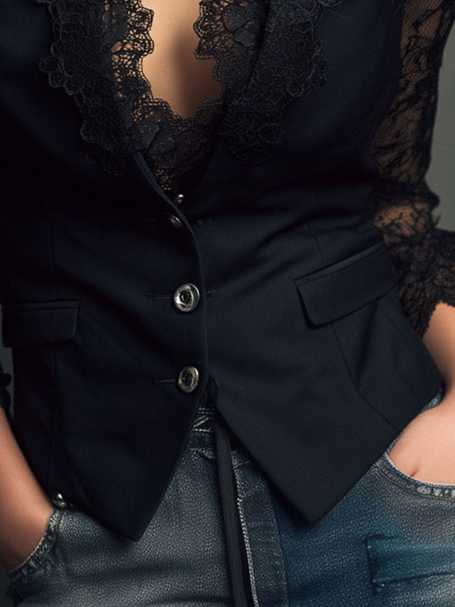Jovanka | Elegante Blazer met kantdetails