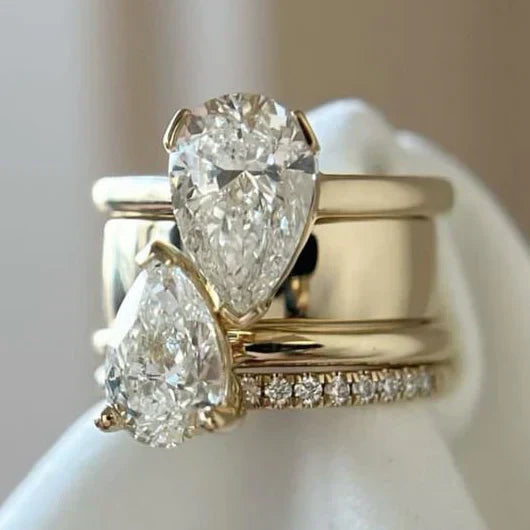 Vintage Geïnspireerde Dubbele Zirkonia Dangle Ring
