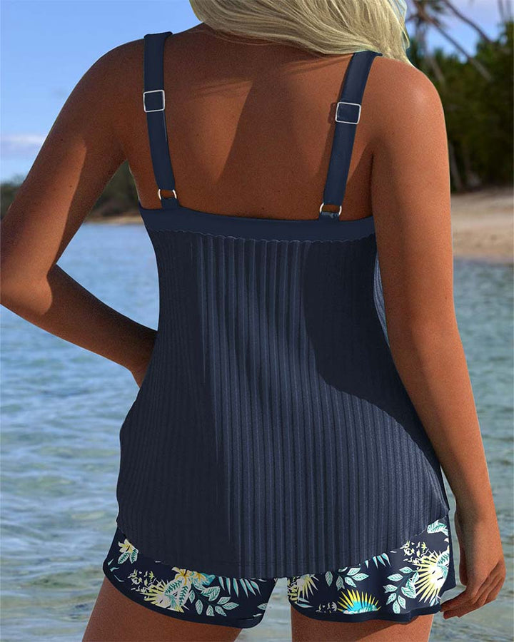 Julia | Gestreepte tankini met twee-delige badbroek