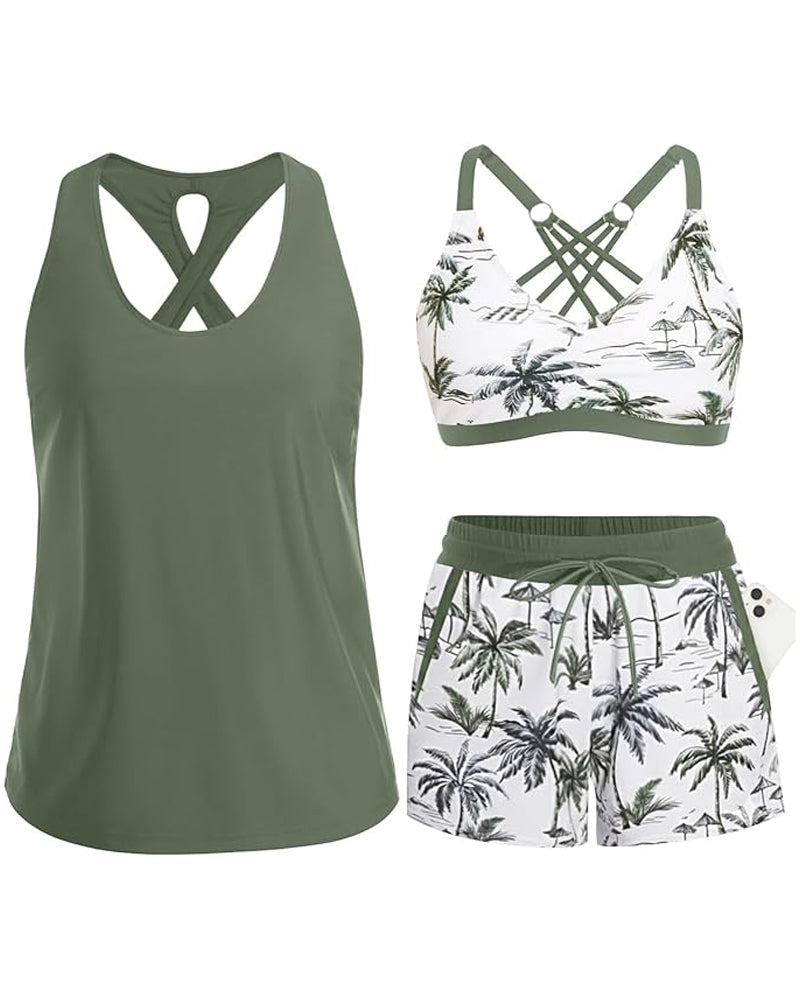 Mara | Drie-delig Tankini Bikini & Cover-Up Set