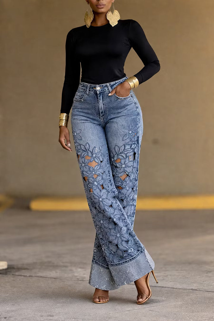 Mariel | Denim Bloom Broek