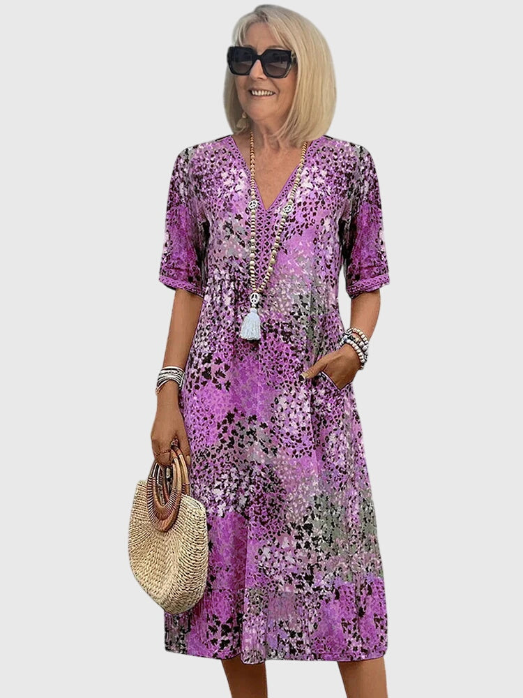 Yvonna™ | Elegante Bloemen Midi-Jurk