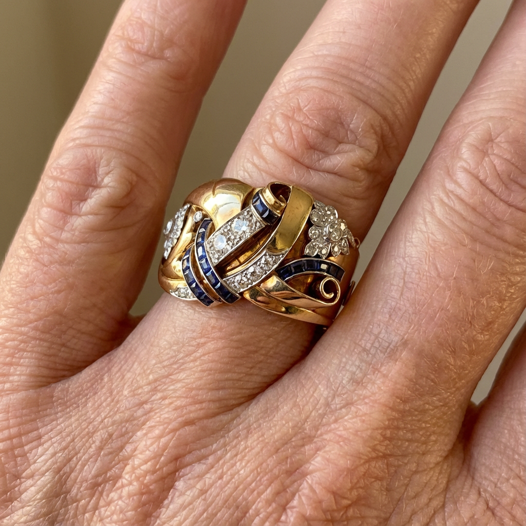 Gouden Vintage Zirkonia Ring