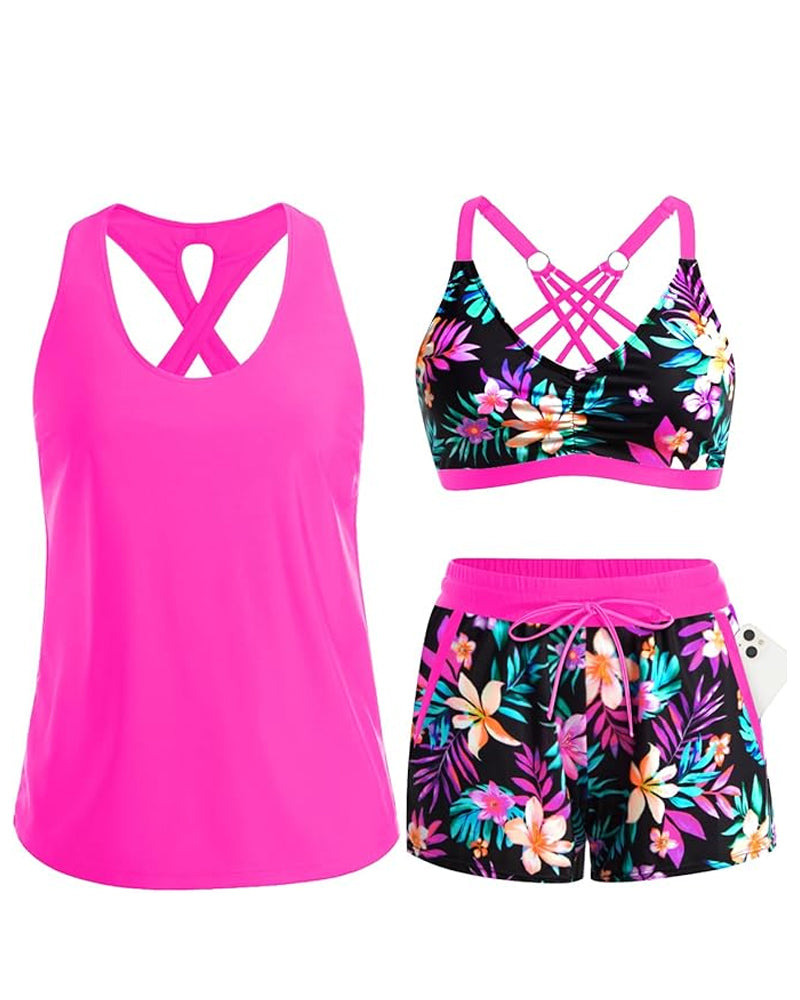 Mara | Drie-delig Tankini Bikini & Cover-Up Set