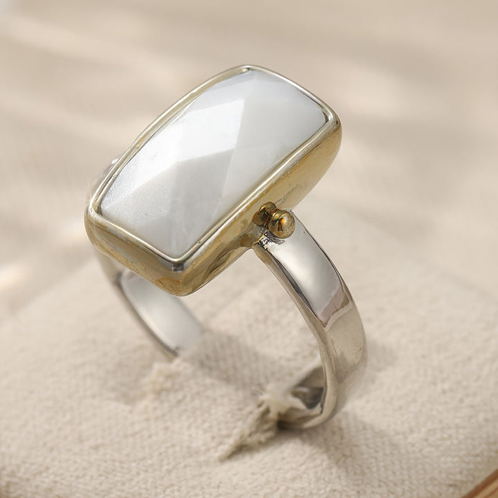 Vintage Bohemian Geometrische Maansteenring