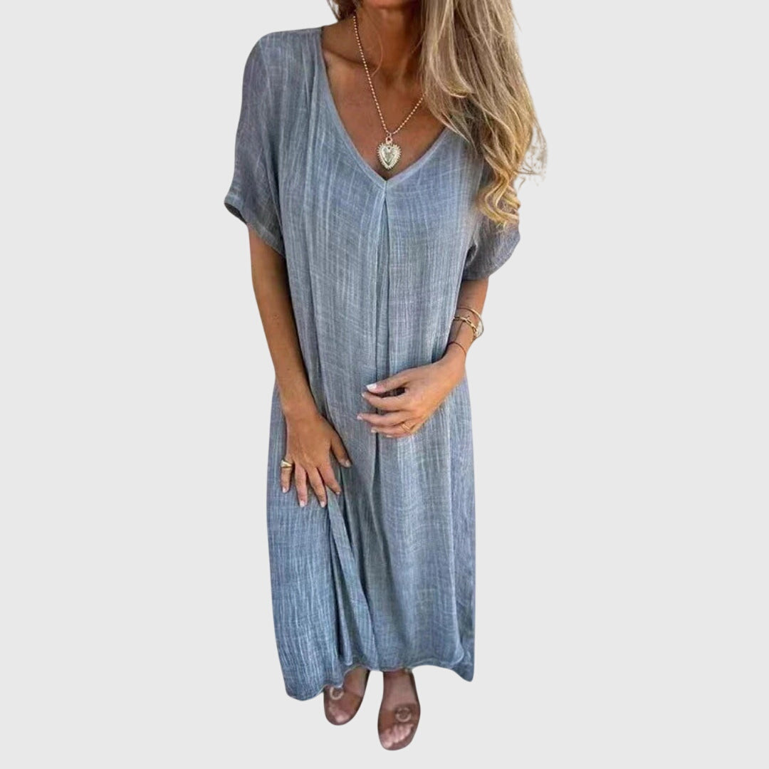 Fiona™ – Elegante Lichtgewicht V-Hals Jurk