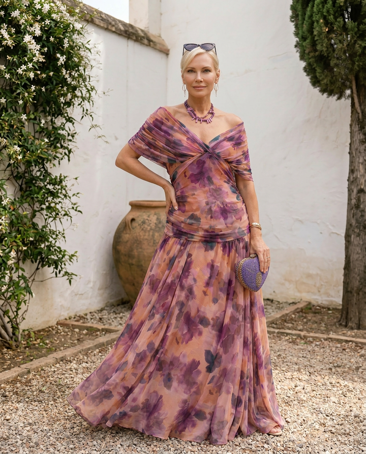 Elegante maxi jurk voor feest met hartvormige halslijn