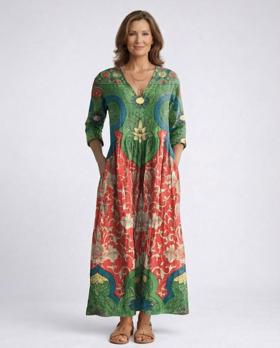 Elyressa | Vintage Bloemen Maxi Jurk