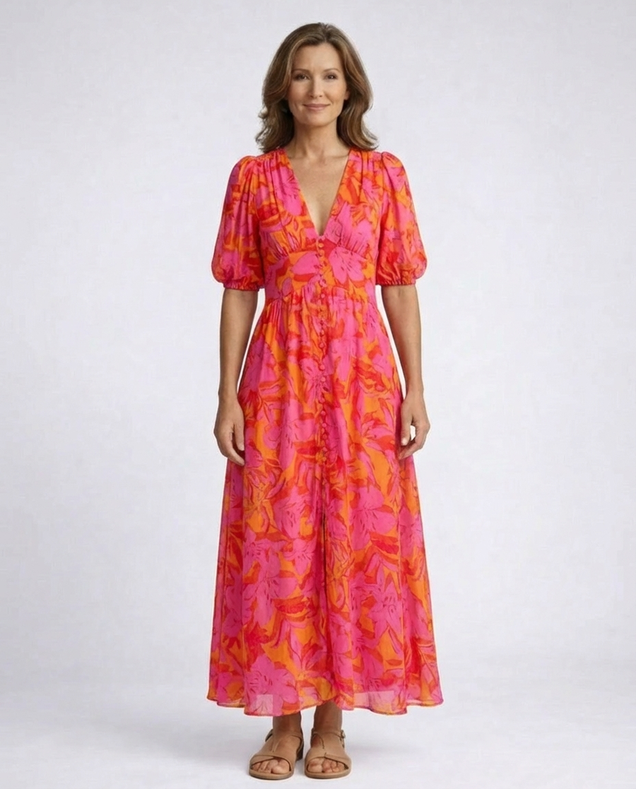 Noralynn™ | Bloemen V-Hals Maxi Jurk