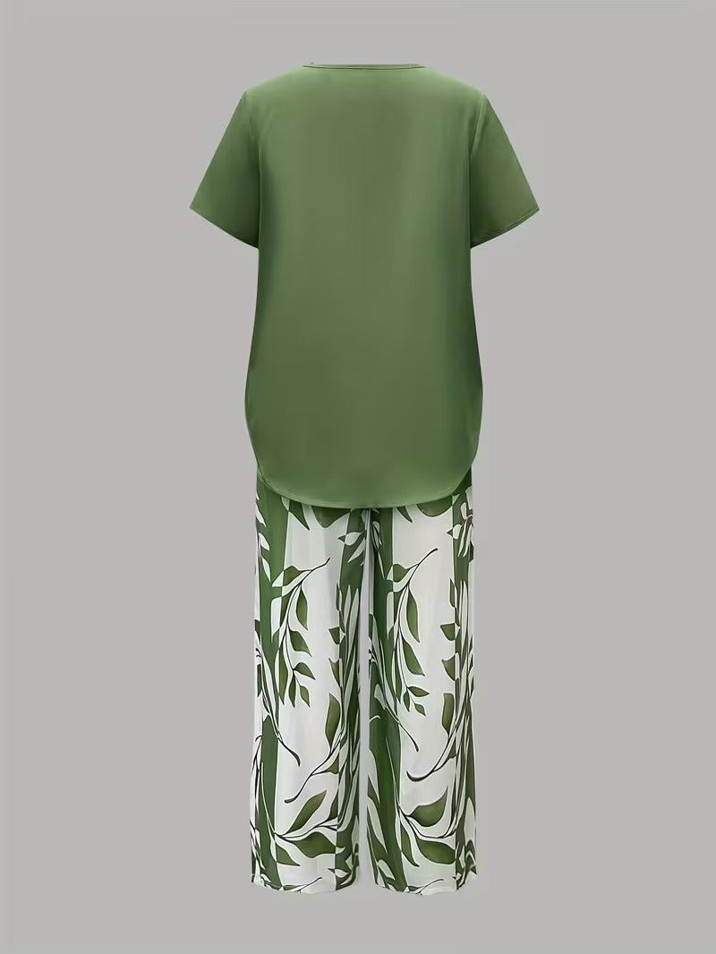 Arvessa™ | Casual Bladprint Twee-delig Set