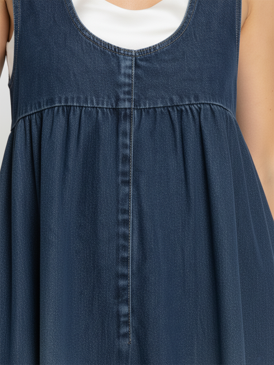 Karen | Lange Vintage Denim Jurk met Zachte Katoenen Touch