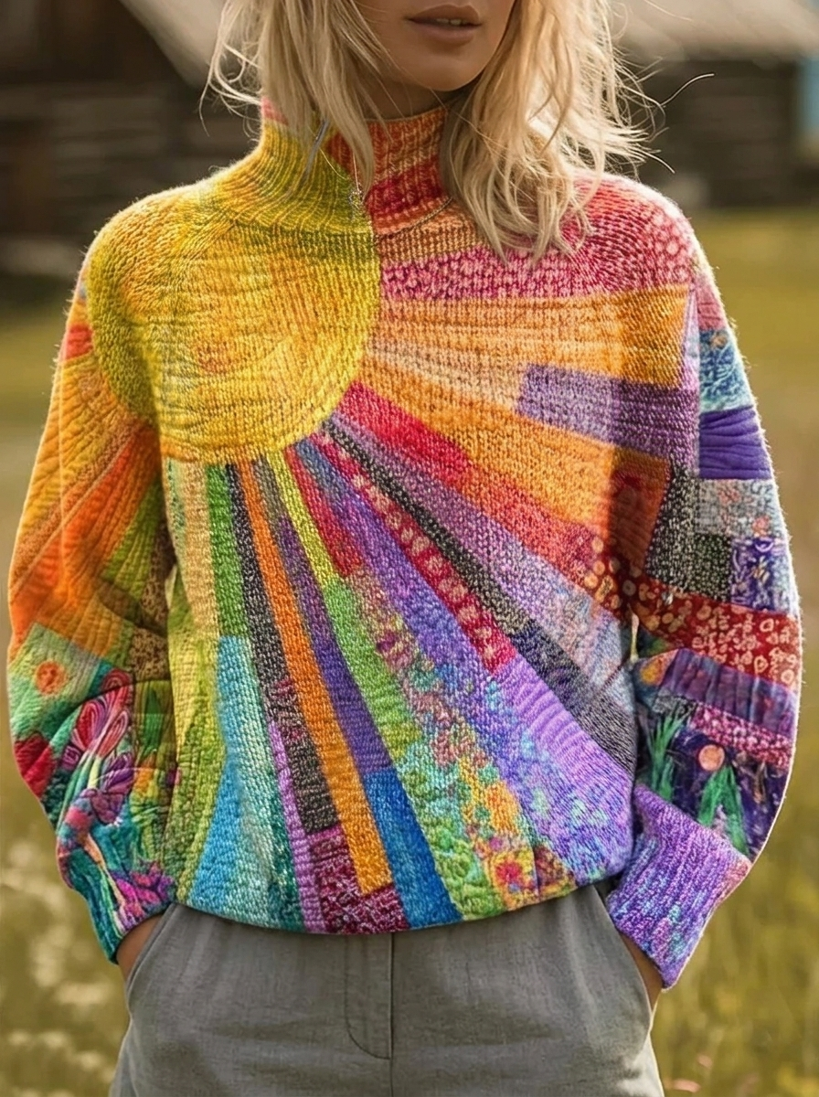 Jordan | Kleurrijke patchwork trui
